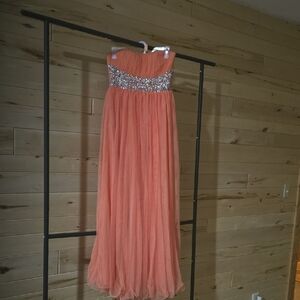 Speechless Coral Prom Dress with Silver Details